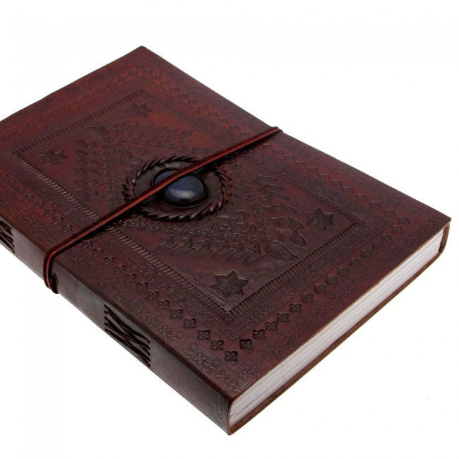 A4 Embossed Leather Journal with Gemstone -- DragonSpace