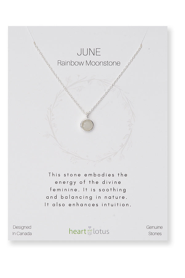 June Birthstone Necklace (Rainbow Moonstone)