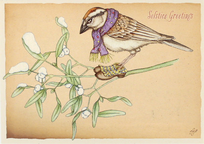 Mistletoe Sparrow Card