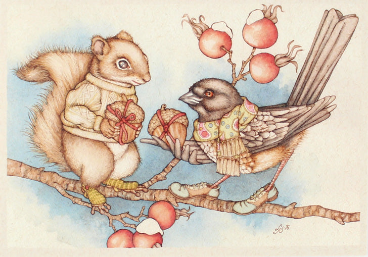 Squirrel & Towhee Card