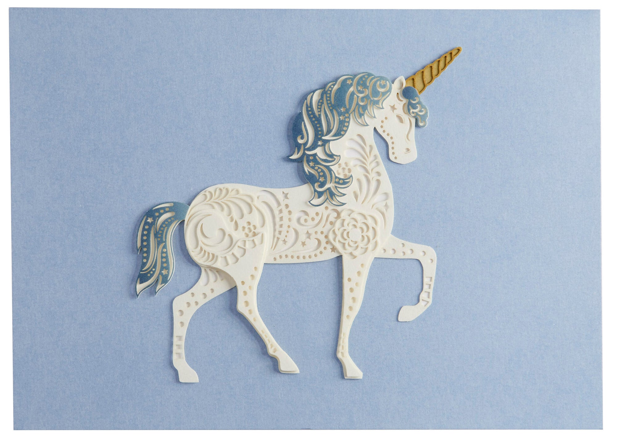 Unicorn White Birthday Card
