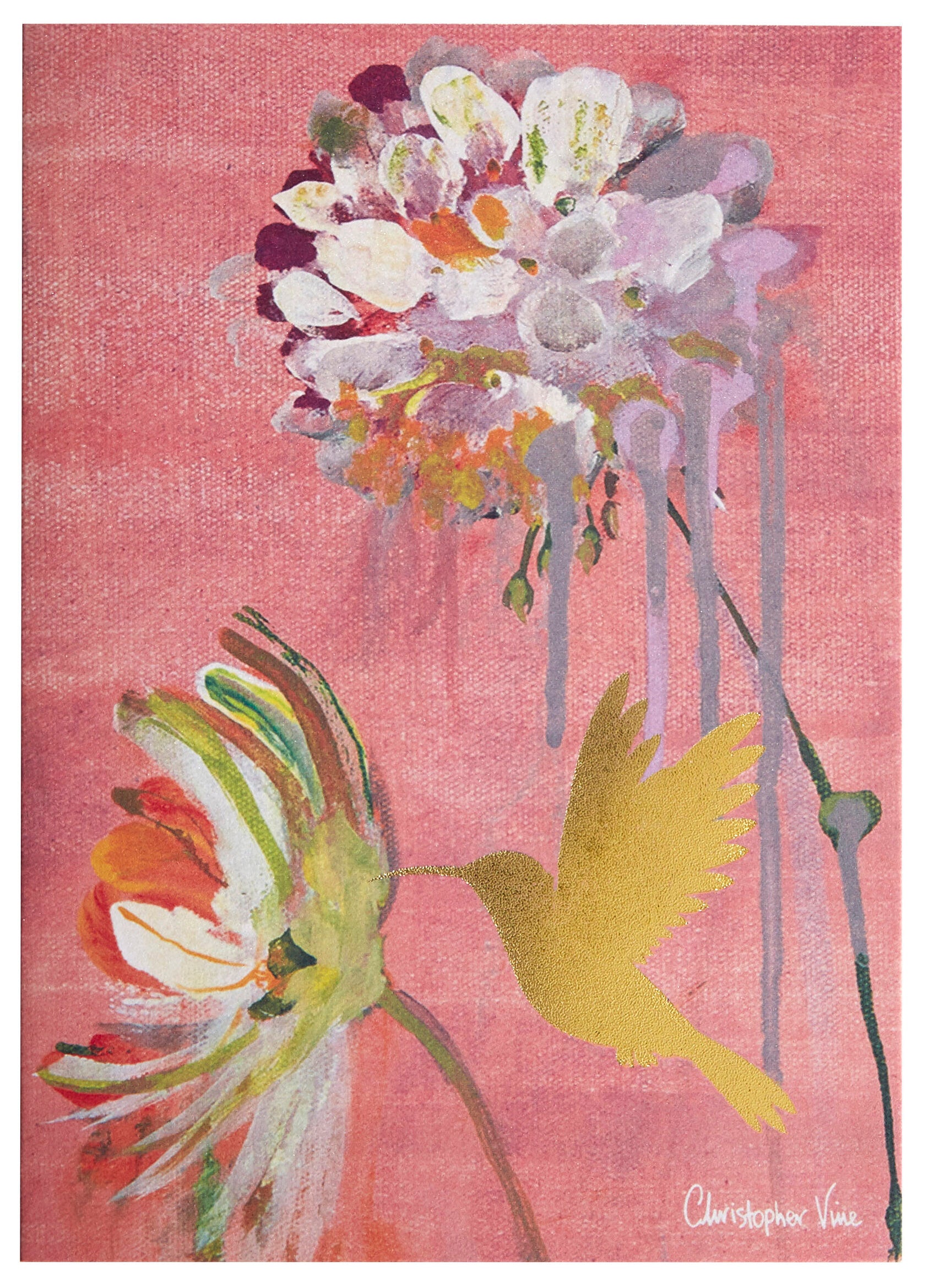 Flowers & Hummingbird Card
