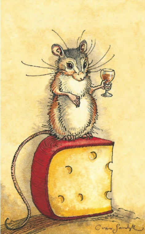 Mouse Cheese Wine Notecard