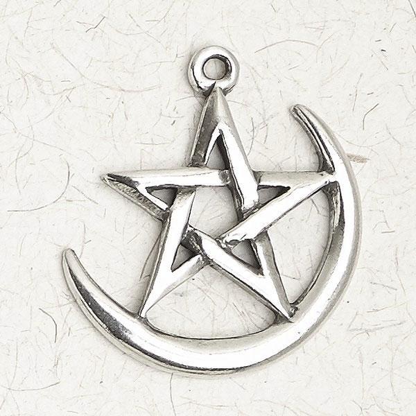 Crescent Moon Pentagram Necklace -- DragonSpace