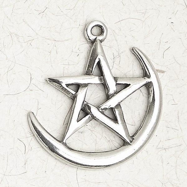 Crescent Moon Pentagram Necklace -- DragonSpace