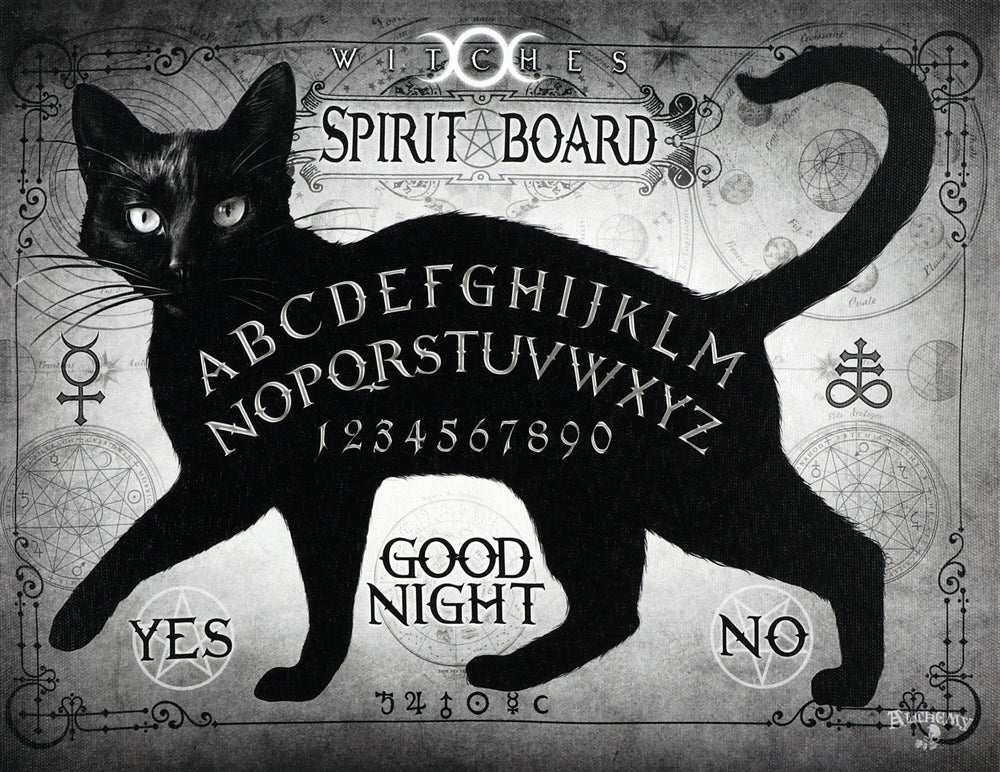 Black Cat Witches Spirit Board Canvas Print