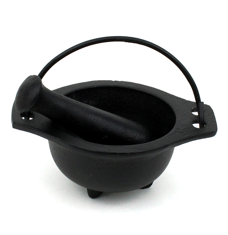 Cast Iron Cauldron Mortar & Pestle