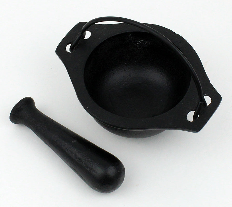 Cast Iron Cauldron Mortar & Pestle