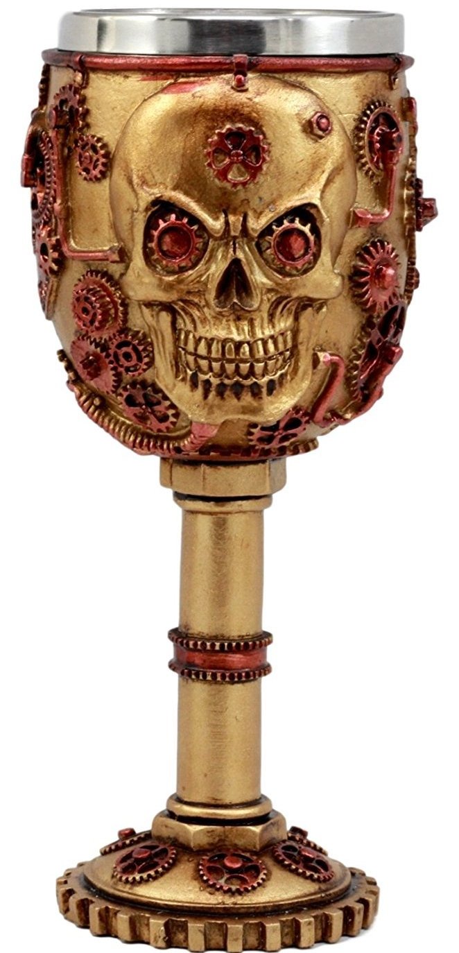 Steampunk Copper Skull Goblet -- DragonSpace