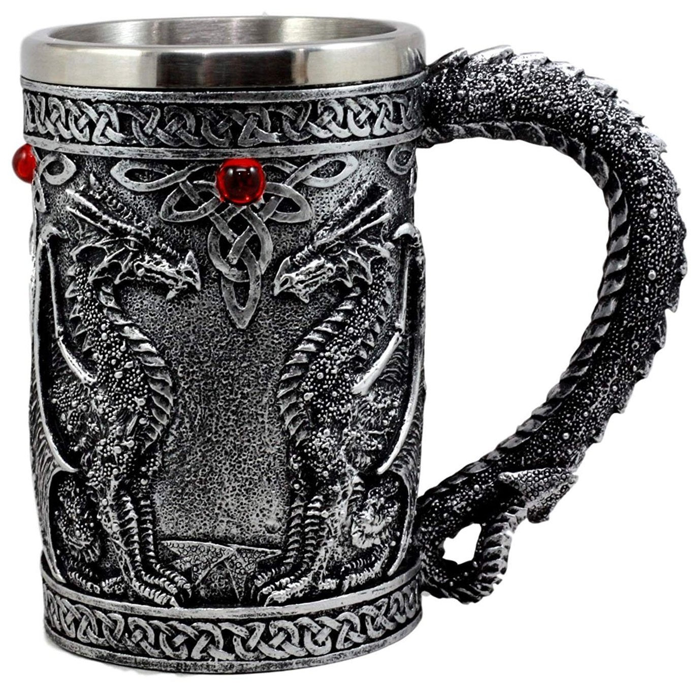 Silver Dragon Tankard Mug -- DragonSpace
