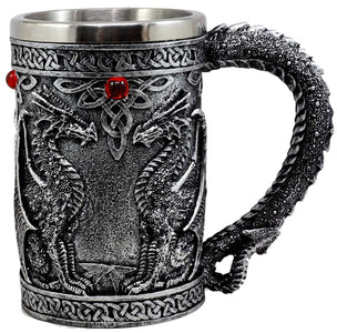 Silver Dragon Tankard Mug -- DragonSpace