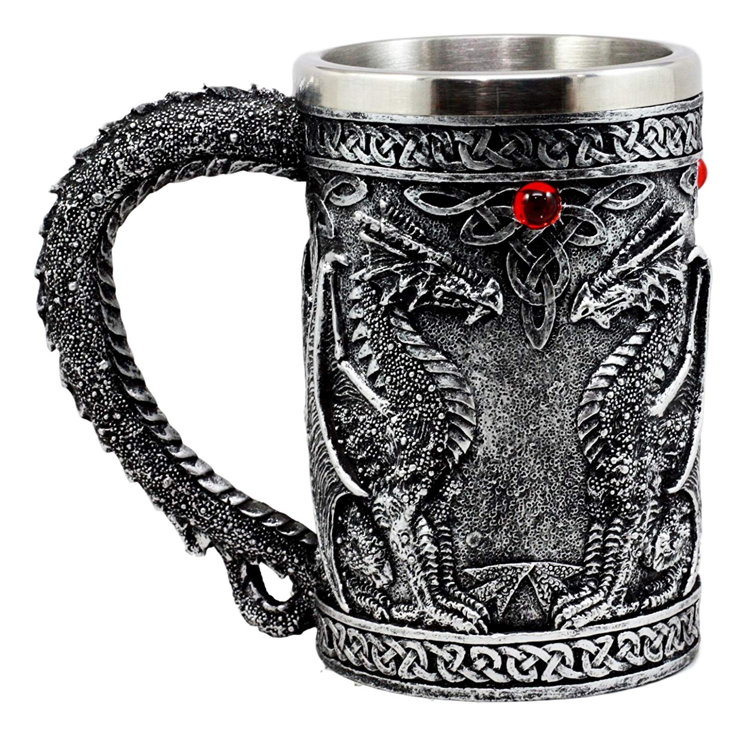 Silver Dragon Tankard Mug -- DragonSpace