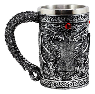 Silver Dragon Tankard Mug -- DragonSpace