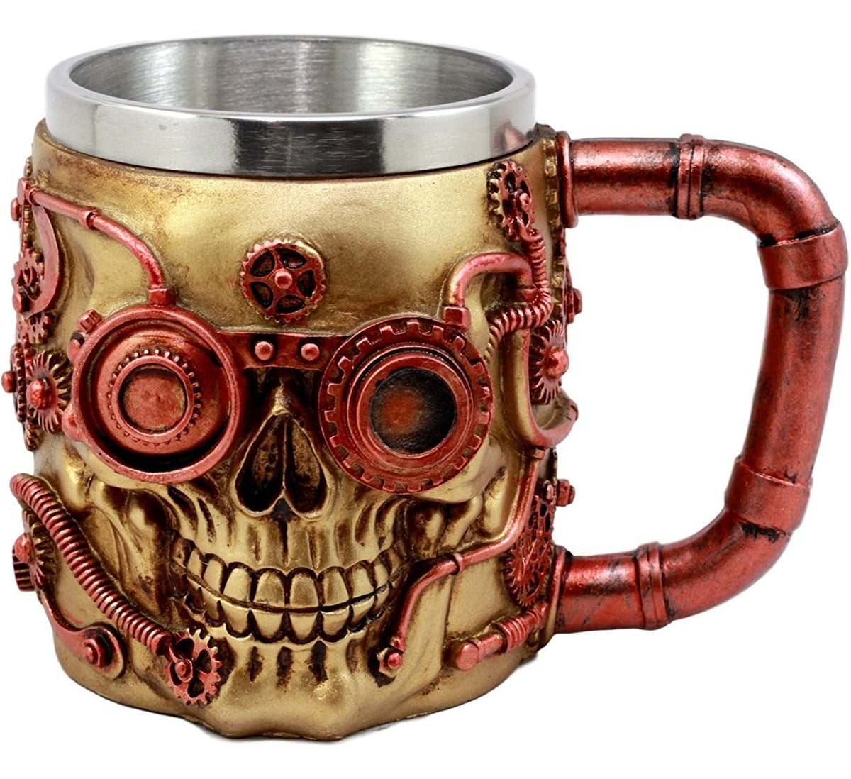Steampunk Copper Skull Mug -- DragonSpace