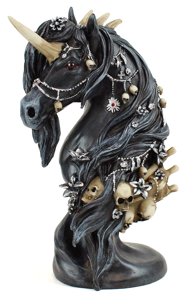 Black Skeletal Unicorn Bust