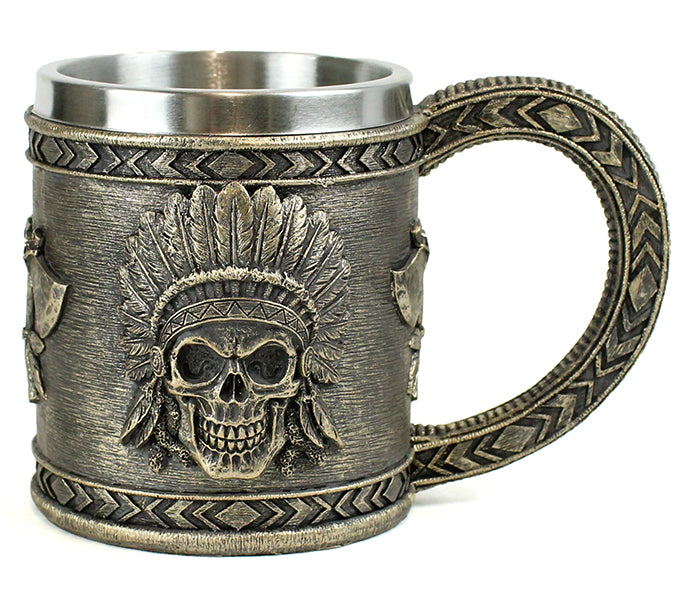 Brass Skull & Headdress Mug