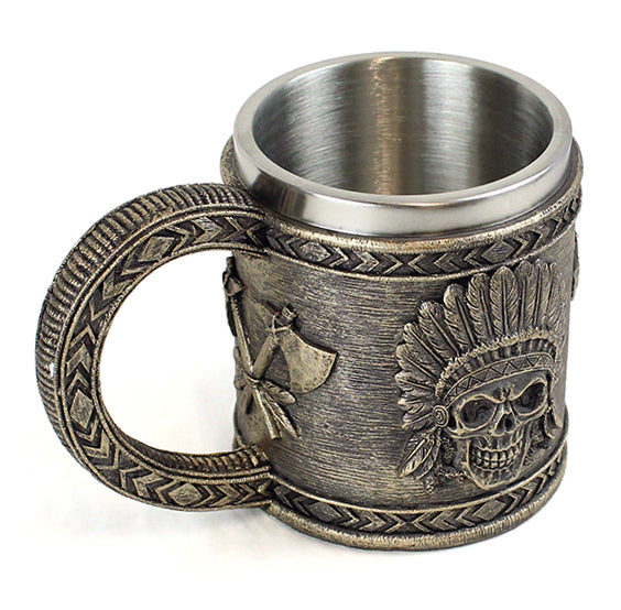 Brass Skull & Headdress Mug