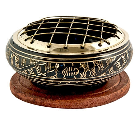 Brass Carved Charcoal Burner